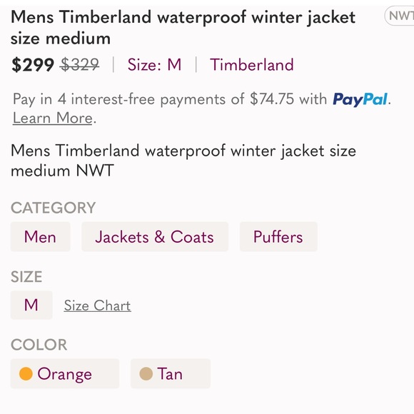NWT timberland rain jacket - Picture 4 of 4